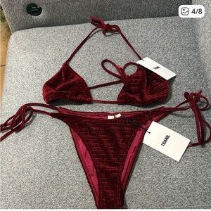 Triangl Swimwear Burgundy Velvet Bikini Top